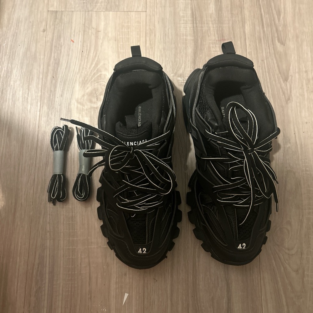 Balenciaga Black Track Sneakers with Extra Laces